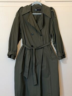 ZARA Olive Utility Trench Coat